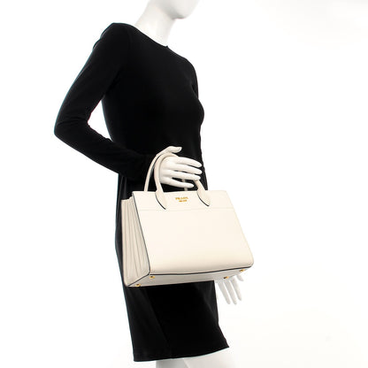 Prada Saffiano Calfskin Medium Bibliotheque Top Handle White 3 of 8