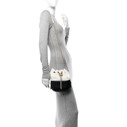 Chanel Aged Calfskin Quilted Small Gabrielle Bucket White Black 2 of 10