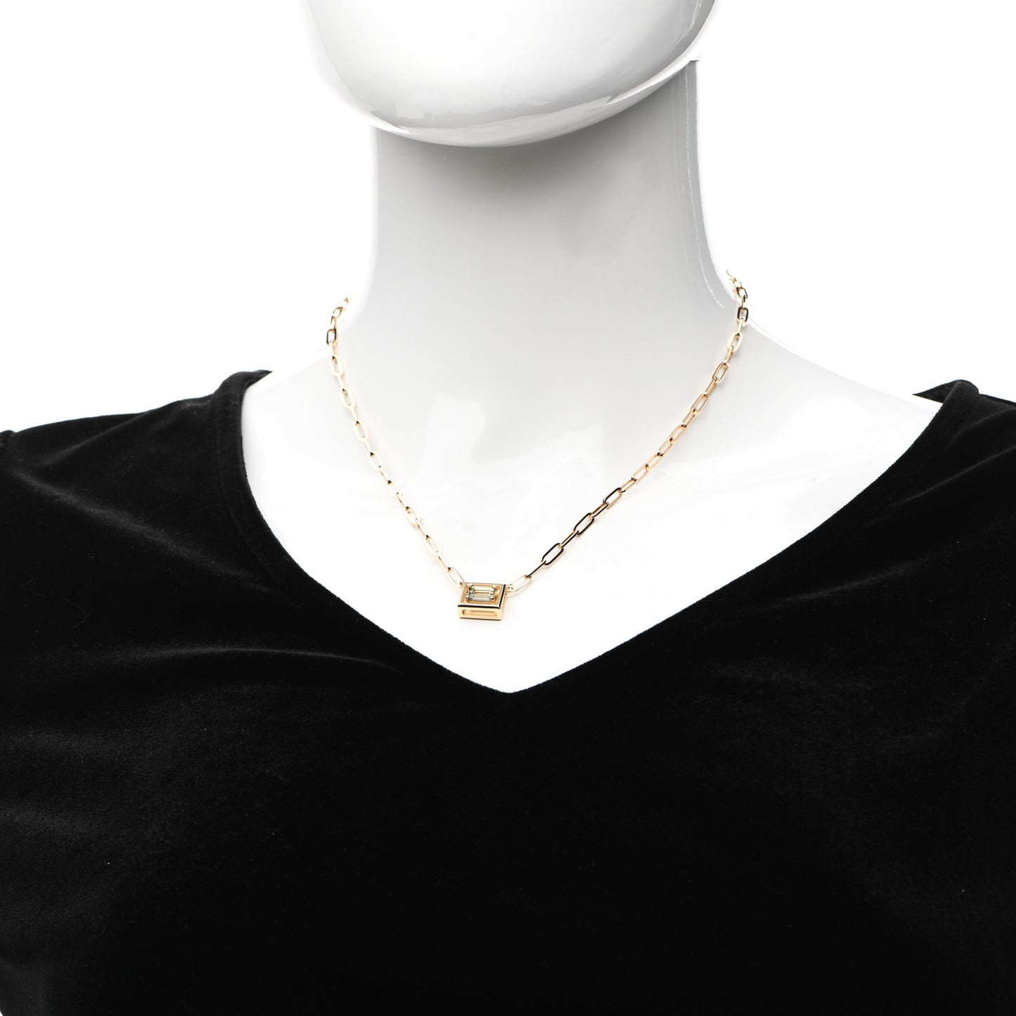 18K Yellow Gold Aquamarine Jewel Box Pendant Necklace