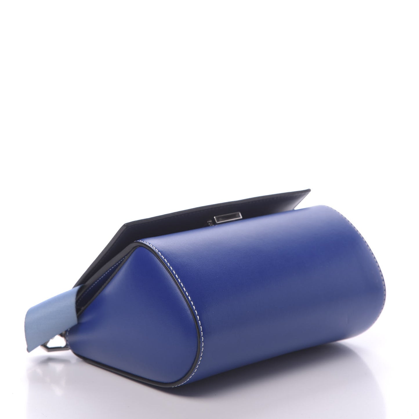 Calfskin Mini Pandora Box Logo Strap Crossbody Bag Moroccan Blue