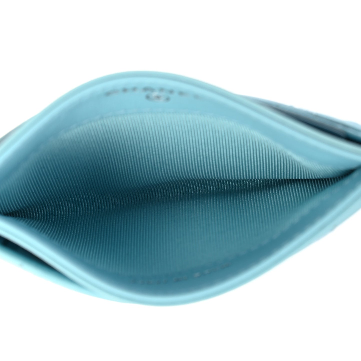 Lambskin Quilted Card Holder Light Blue