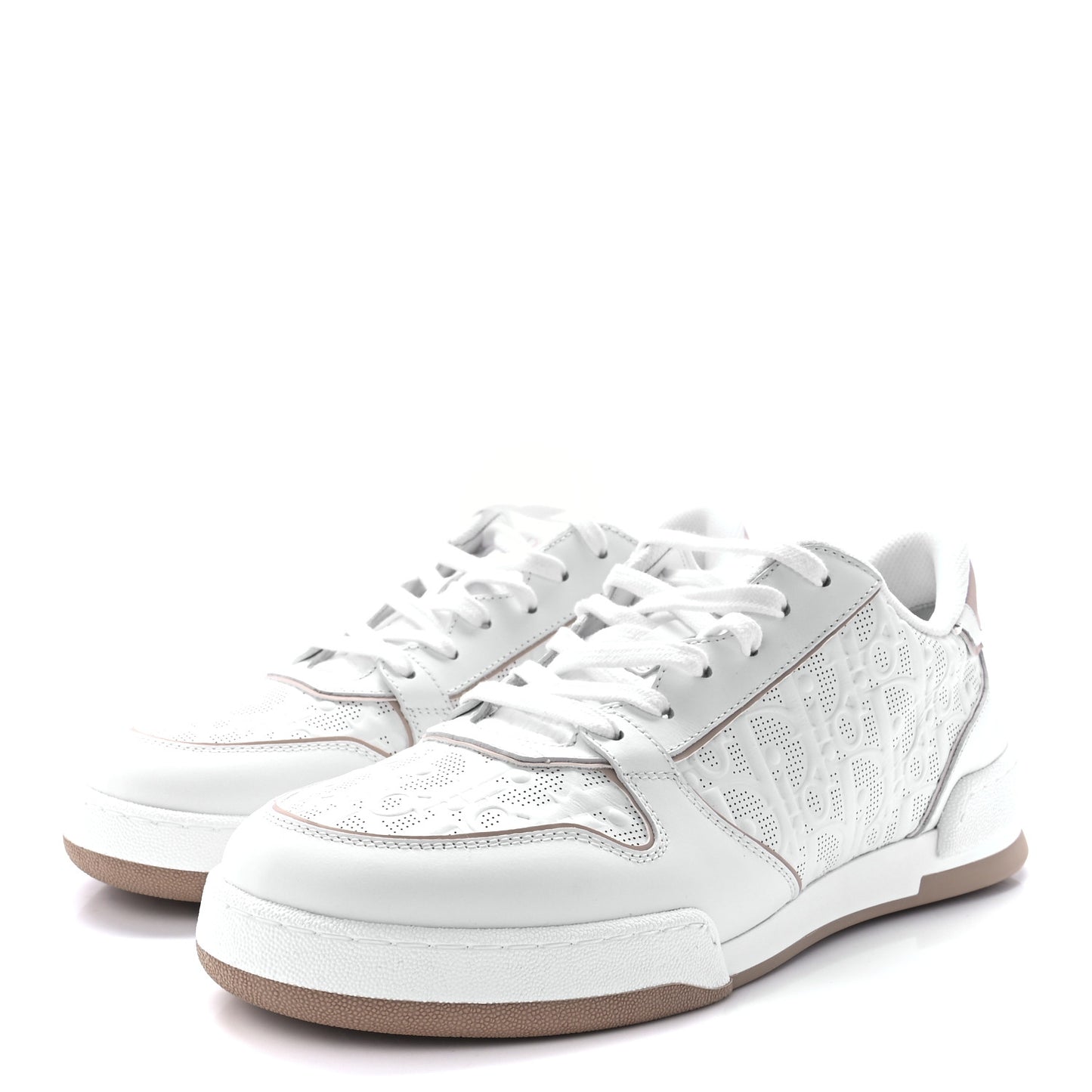Calfskin Oblique Laser Perforated Dior One Low Sneakers 39.5 Off White Nude