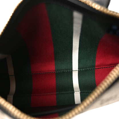 Gucci GG Supreme Monogram Textured Calfskin Small Emblem Shoulder Bag Beige Black 5 of 10