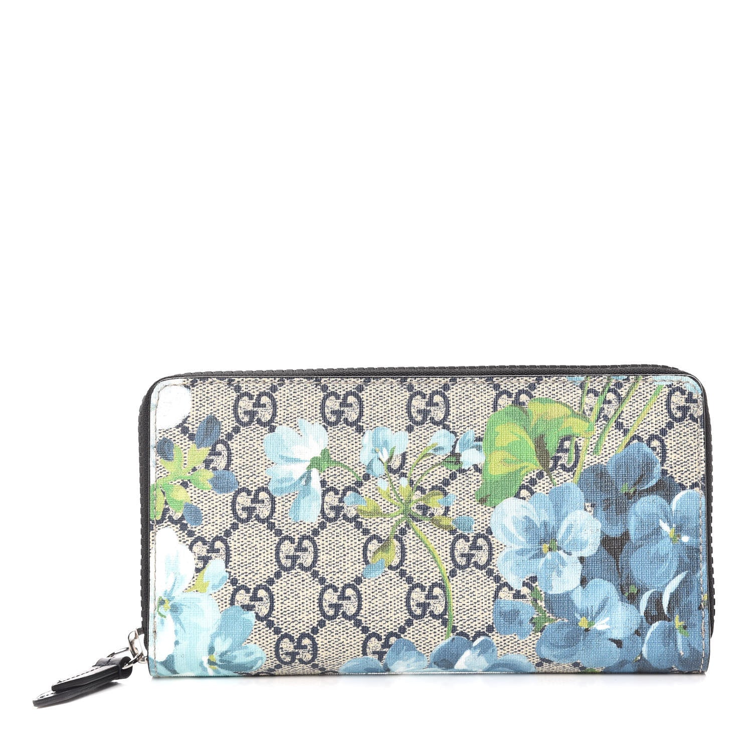 Gucci GG Supreme Monogram Blooms Zip Around Wallet Blue 1 of 8