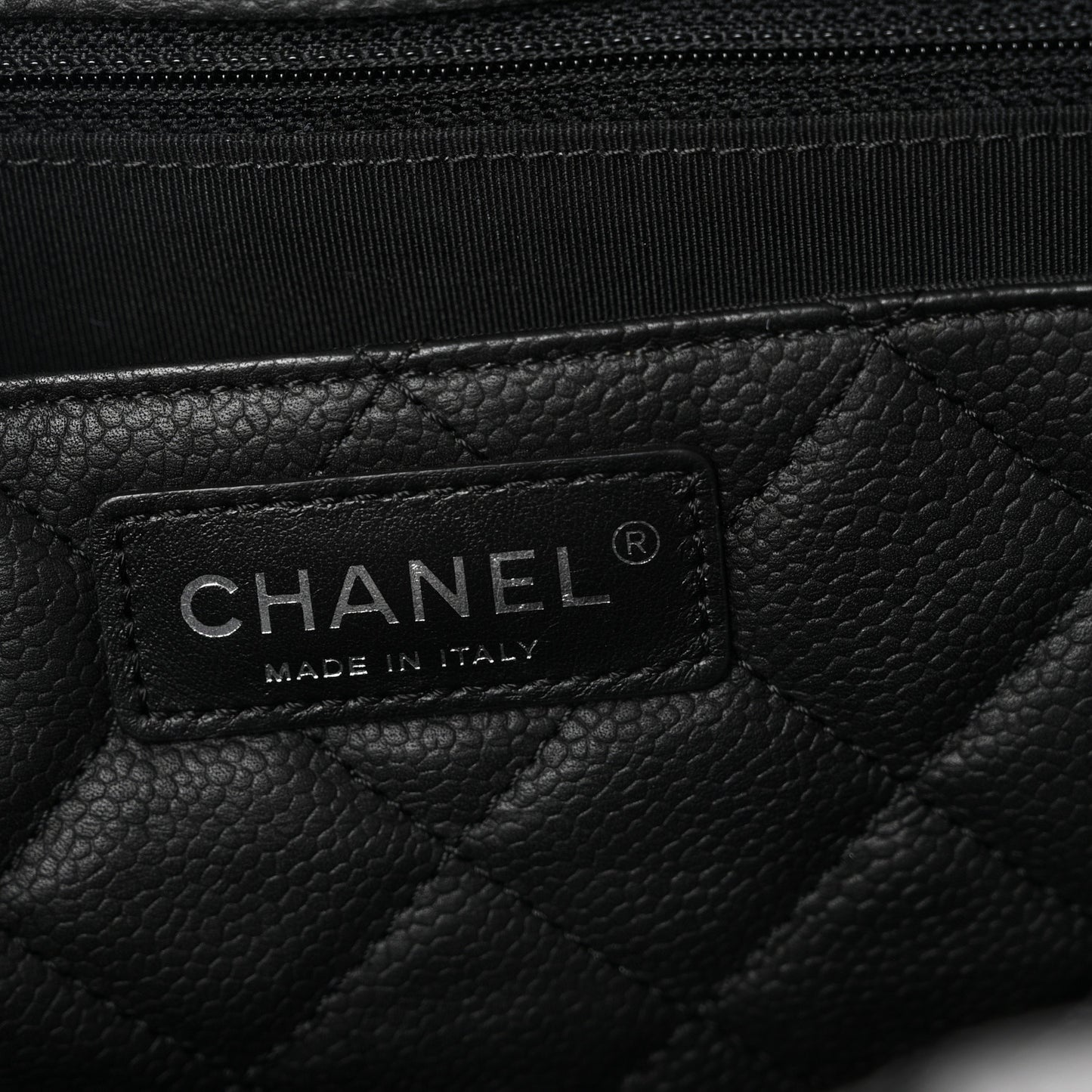 Caviar Quilted Large CC Box Shopping Tote Black