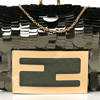 Fendi Sequin Paillettes Shiny Nappa Sex and the City Nano Maxi Buckle Baguette Charm Avocado 14 of 17