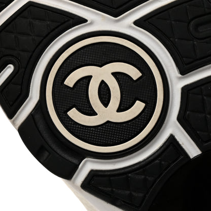 Chanel Mesh Suede Calfskin Grained Calfskin Womens CC Sneakers 38 White Black 8 of 8