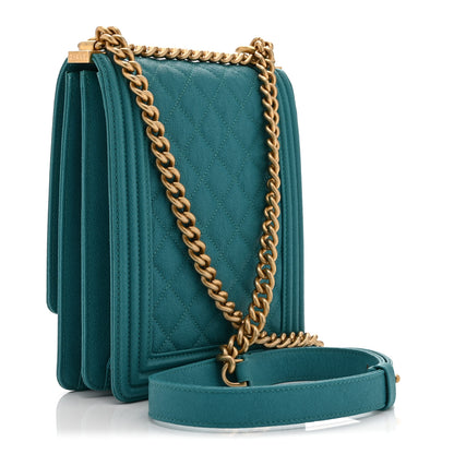 Chanel Caviar Quilted North South Boy Flap Turquoise 3 of 10