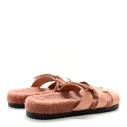 Hermes Suede Goatskin Woolskin Womens Chypre Sandals 41 Rose Aube 4 of 14