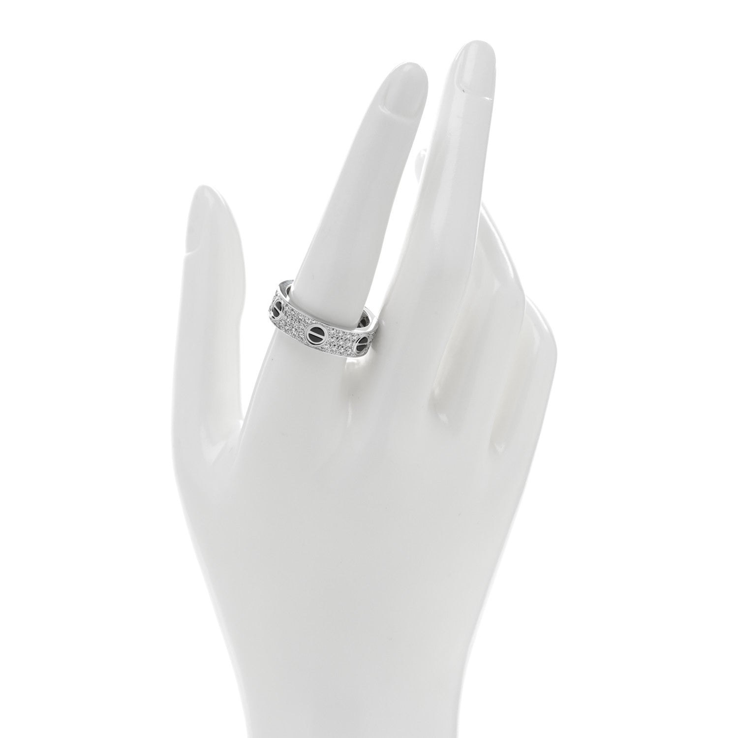 Cartier 18K White Gold Diamond Ceramic LOVE Paved Ring 60 9 2 of 5