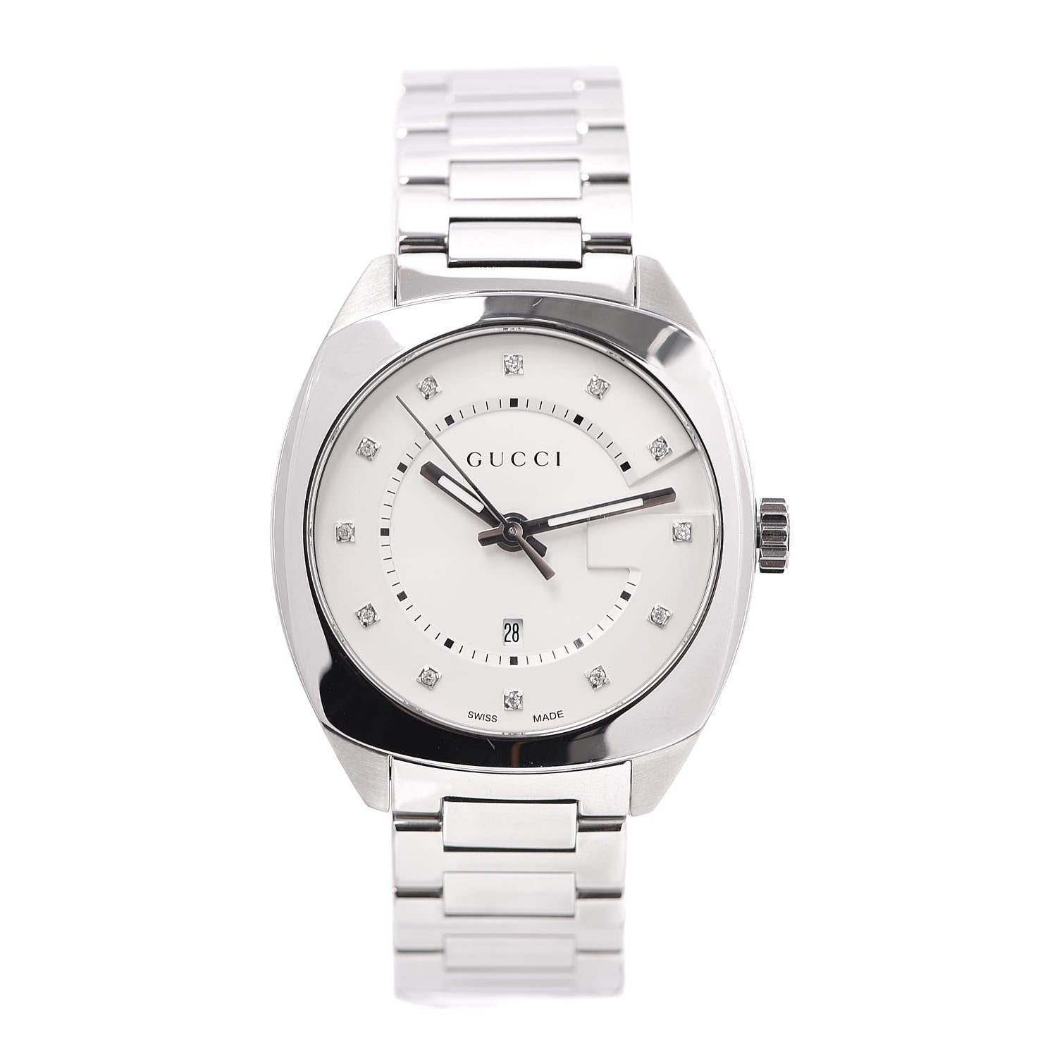 Gucci Stainless Steel Diamond 37mm G-Timeless Quartz Watch White 1 of 9