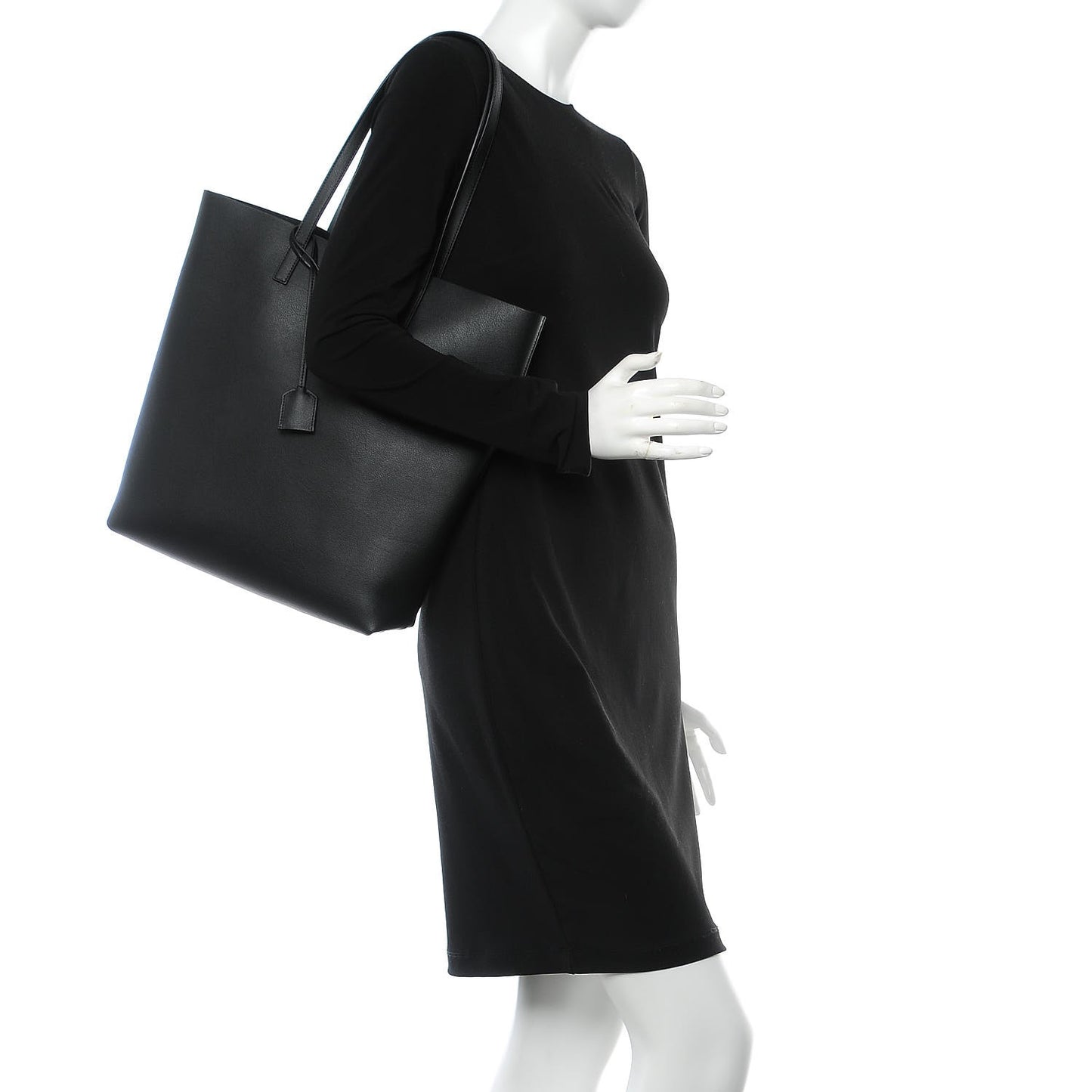 Calfskin Medium Shopping Tote Black