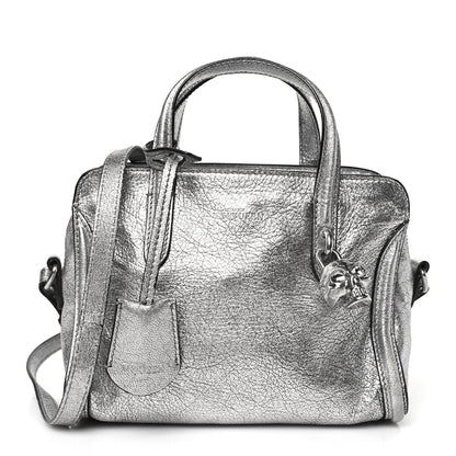 Alexander McQueen Metallic Pebbled Calfskin Mini Padlock Tote Silver 1 of 8
