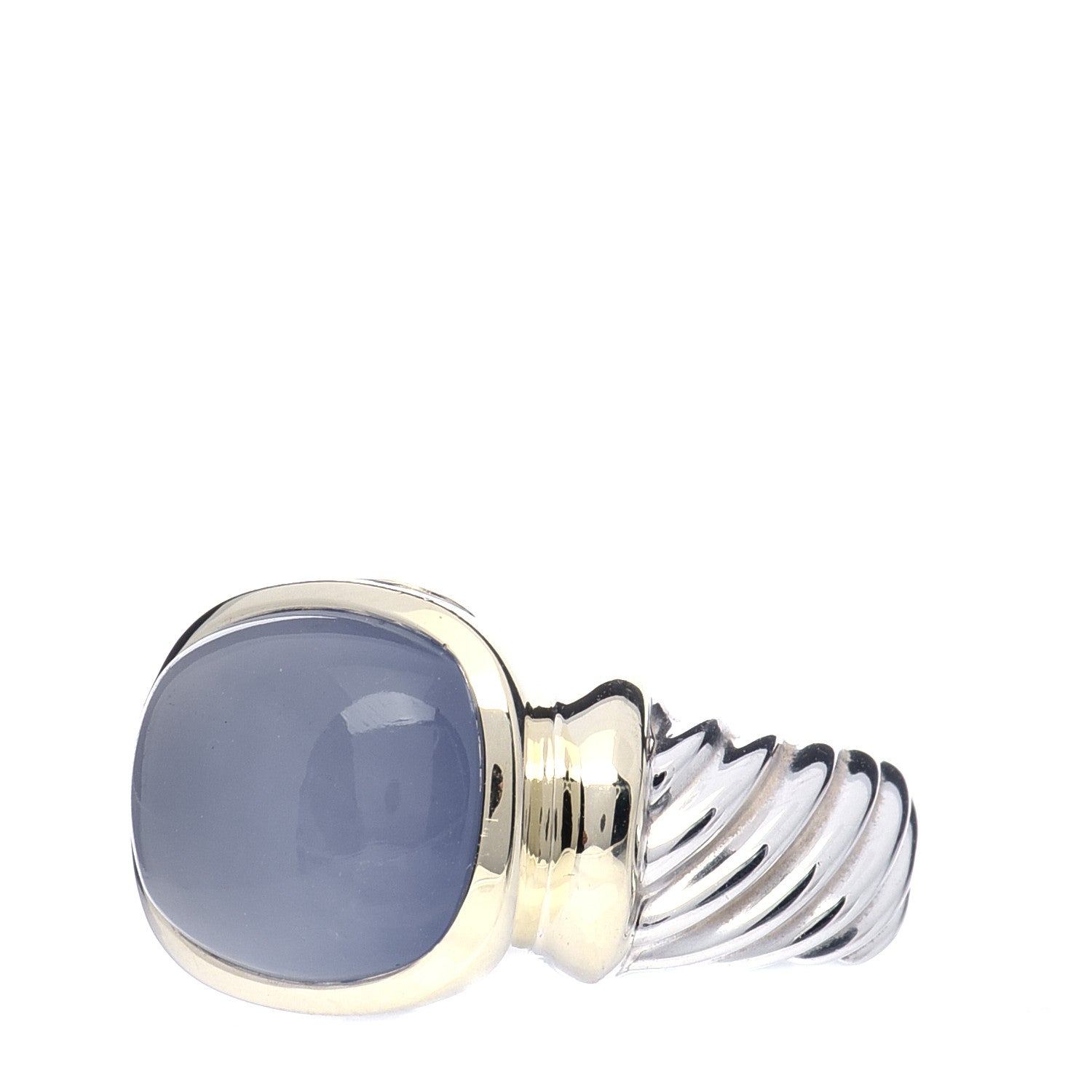 David Yurman Sterling Silver 14K Yellow Gold Chalcedony 14mm Noblesse Ring 53 6.5 4 of 7