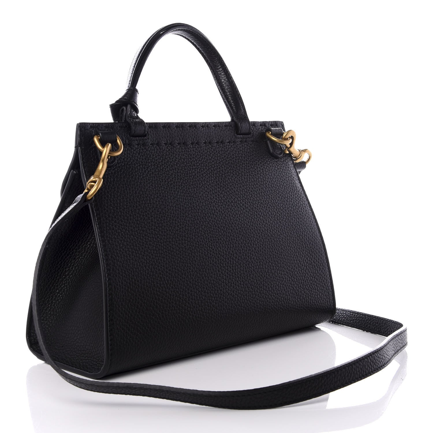 Gucci Calfskin Mini GG Marmont Top Handle Bag Black 2 of 8