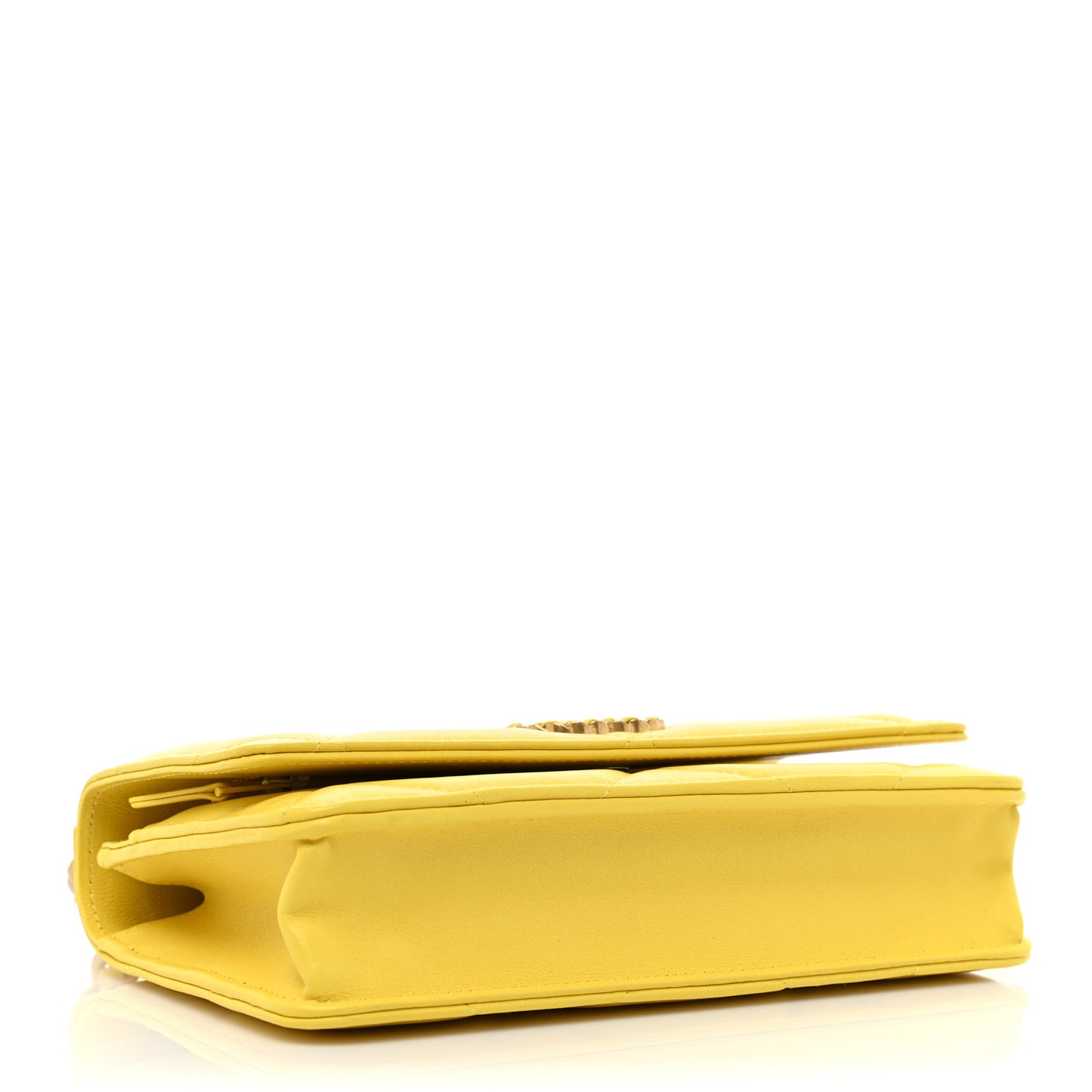 Lambskin Quilted Chanel 19 Wallet On Chain WOC Yellow