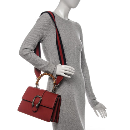 Gucci Dollar Calfskin Crystal Web Medium Dionysus Bamboo Top Handle Bag Hibiscus Red Black Diamond 2 of 7