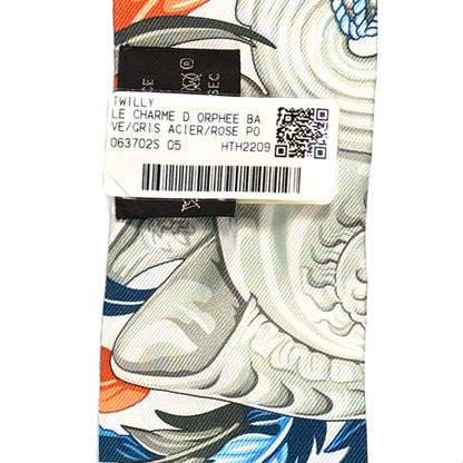 Hermes Silk La Danse Pacifique Twilly Jaune D'Or Kaki Orange 4 of 5