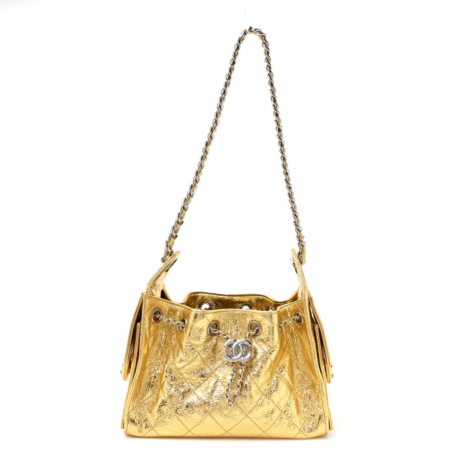 Chanel Metallic Aged Calfskin Mini Chanel 25 Handbag Gold 1 of 13