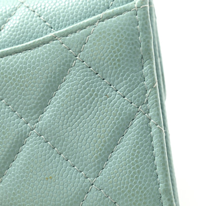 Chanel Caviar Quilted Flap Card Holder Wallet Light Blue 10 of 12