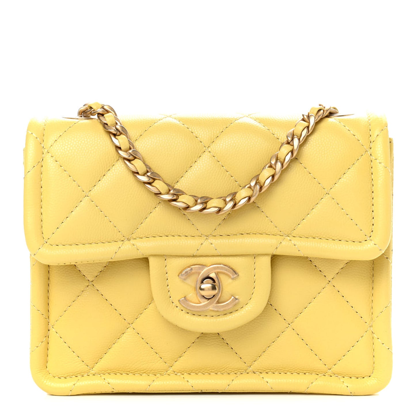 Caviar Quilted Mini Sweet Classic Flap Yellow