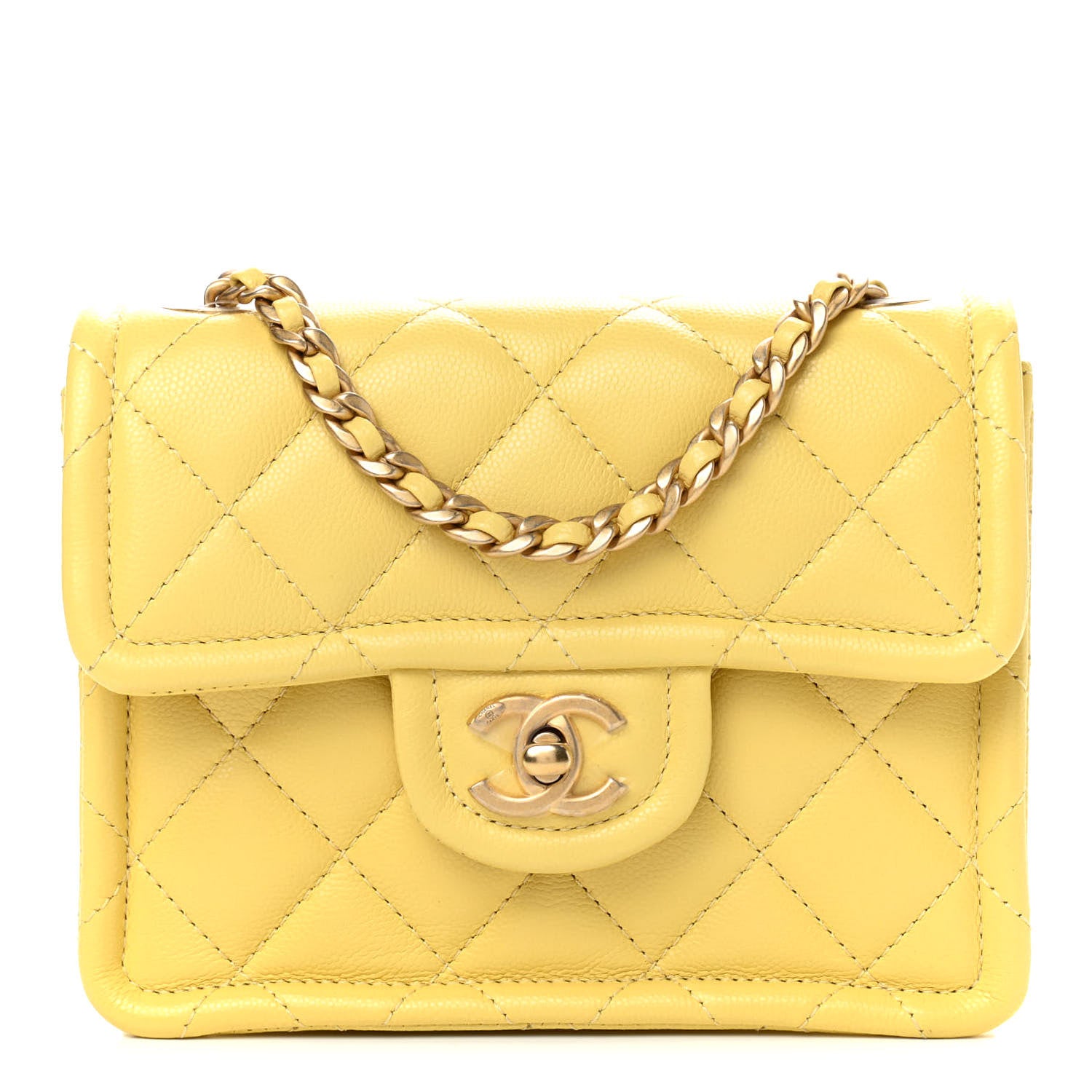 Chanel Caviar Quilted Mini Sweet Classic Flap Yellow 1 of 9