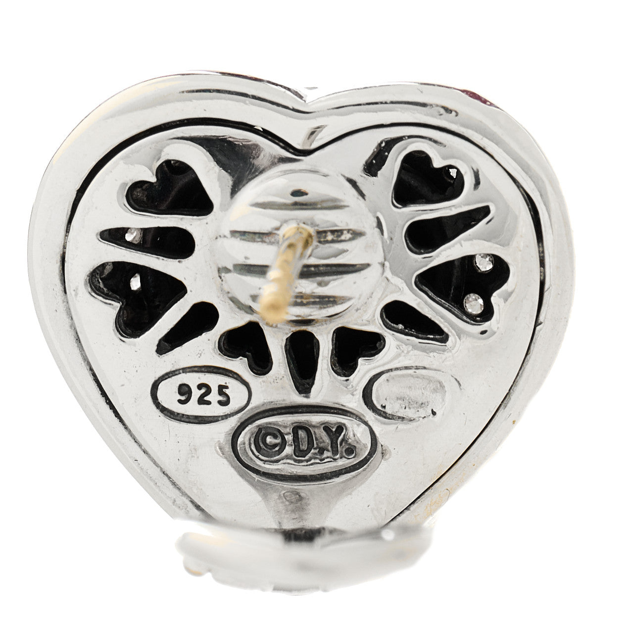 Sterling Silver Diamond Pave Cable Heart Earrings