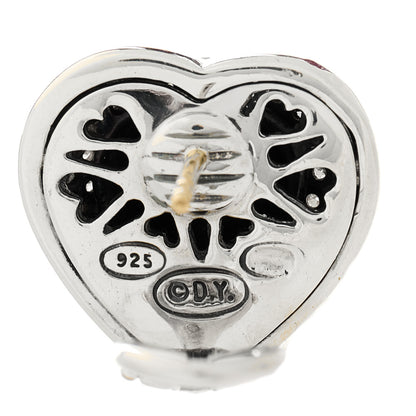 David Yurman Sterling Silver Diamond Pave Cable Heart Earrings 4 of 4