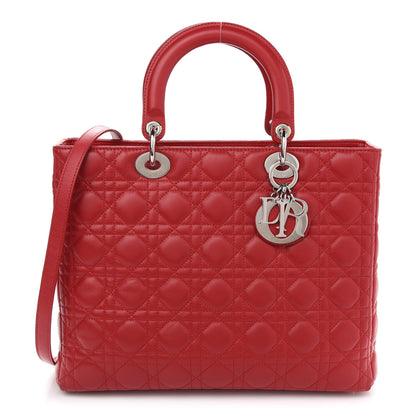 Christian Dior Lambskin Cannage Large Lady Dior Red 1 of 9