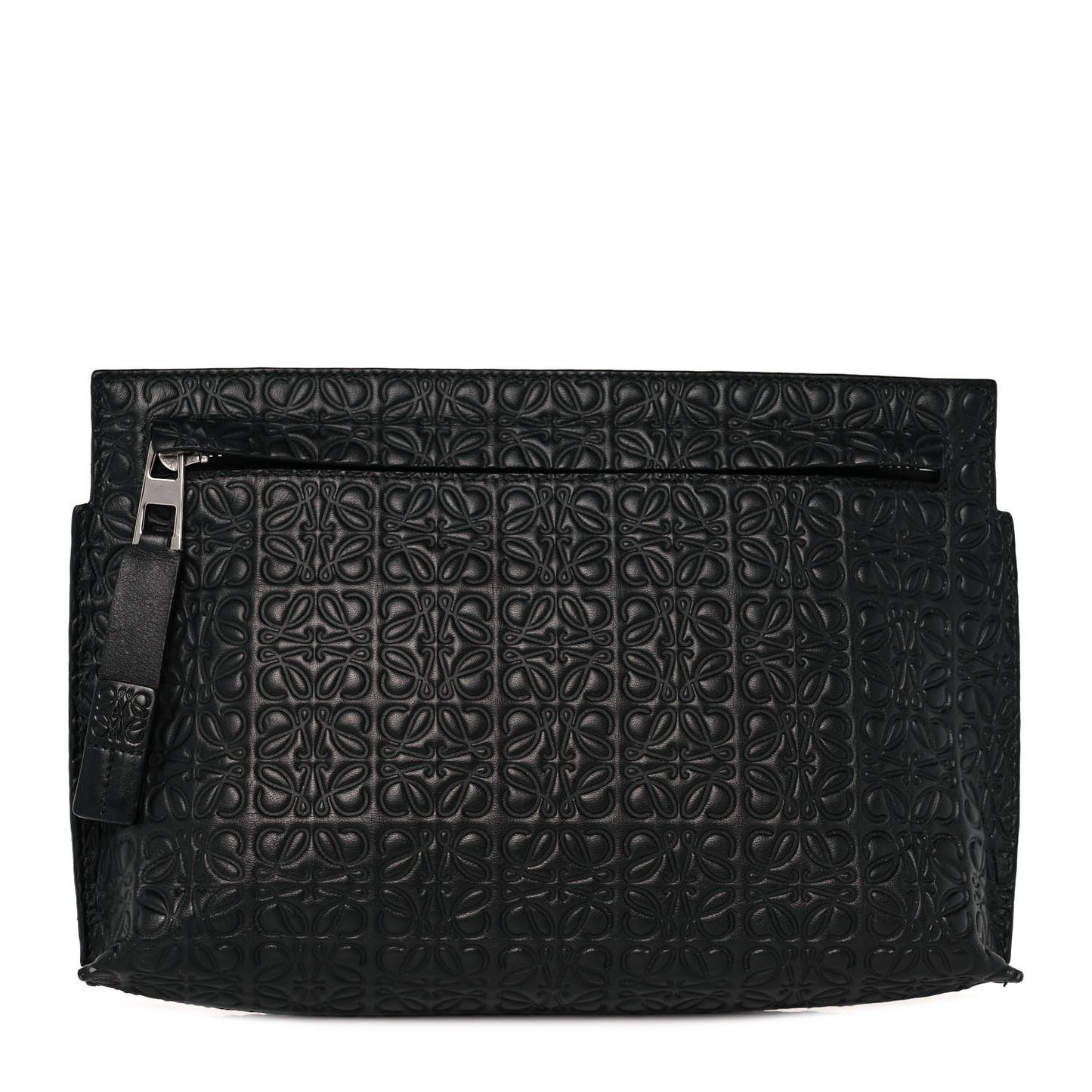 Calfskin Embossed Medium Repeat T Pouch Black