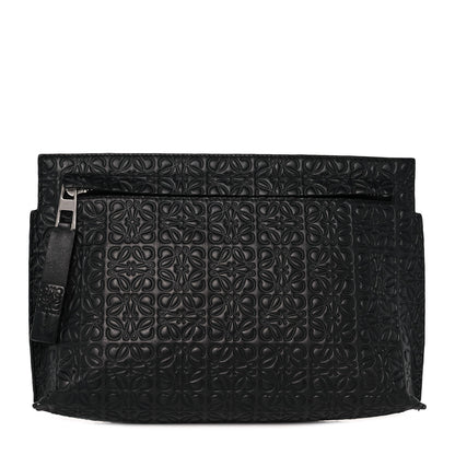 Loewe Calfskin Embossed Medium Repeat T Pouch Black 2 of 17