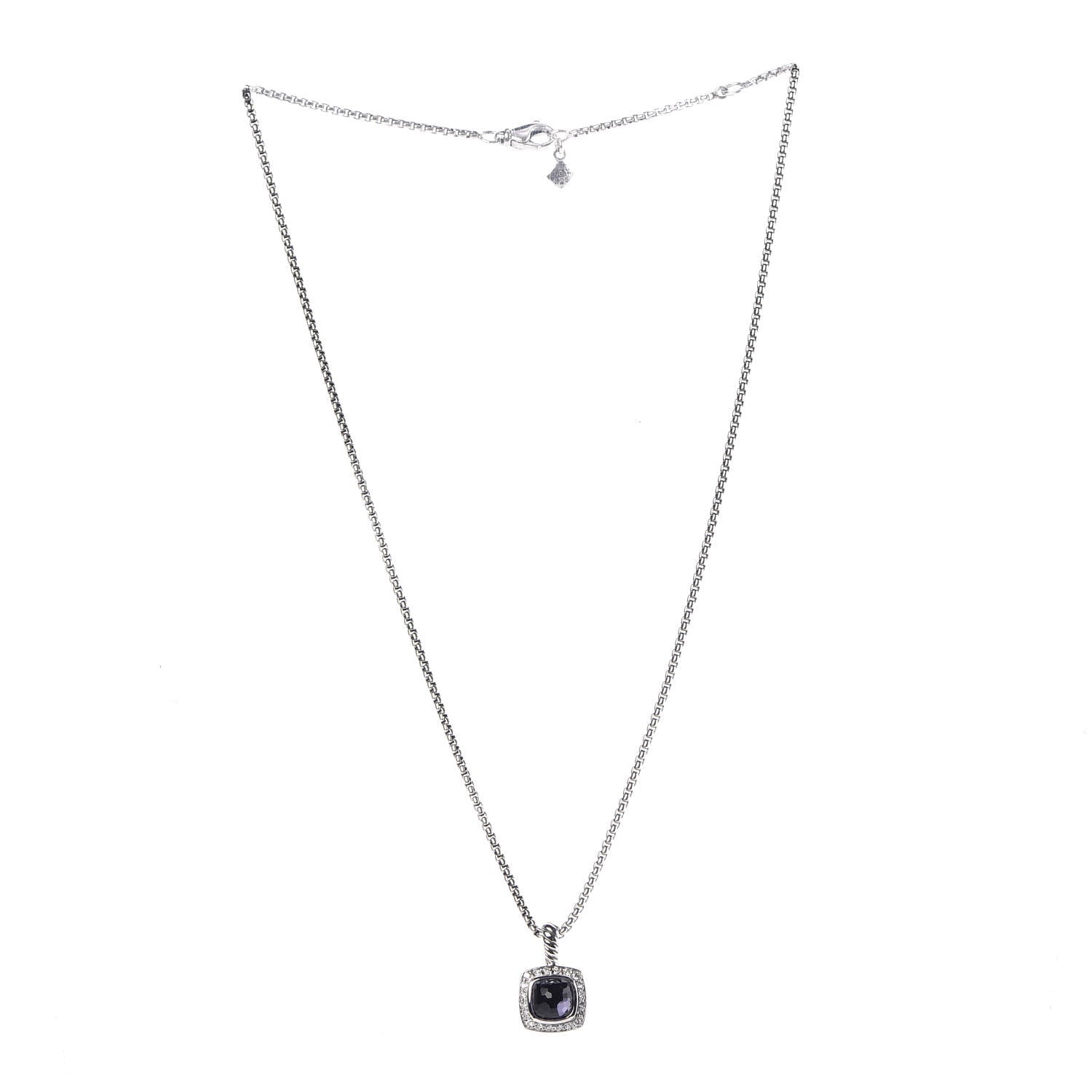 David Yurman Sterling Silver Diamond Black Orchid 7mm Petite Albion Necklace 3 of 8
