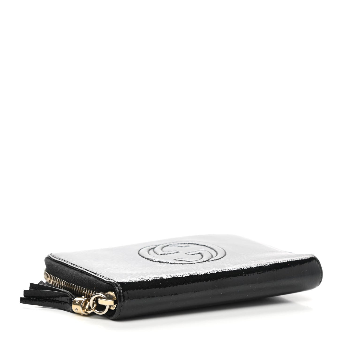 Patent Soho Compact Disco Zip Around Wallet Black