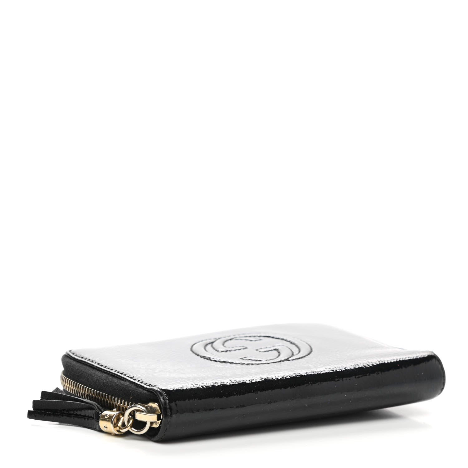 Gucci Patent Soho Compact Disco Zip Around Wallet Black 4 of 11