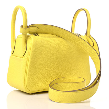 Hermes Taurillon Clemence Mini Lindy 20 Lime 3 of 10