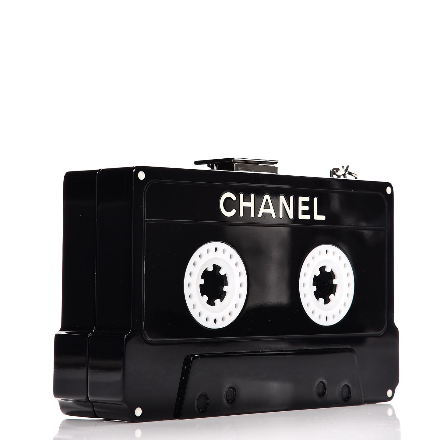 Lucite Cassette Clutch Black