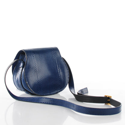 Chloe Snakeskin Mini Marcie Round Crossbody Bag Blue Velvet 4 of 10
