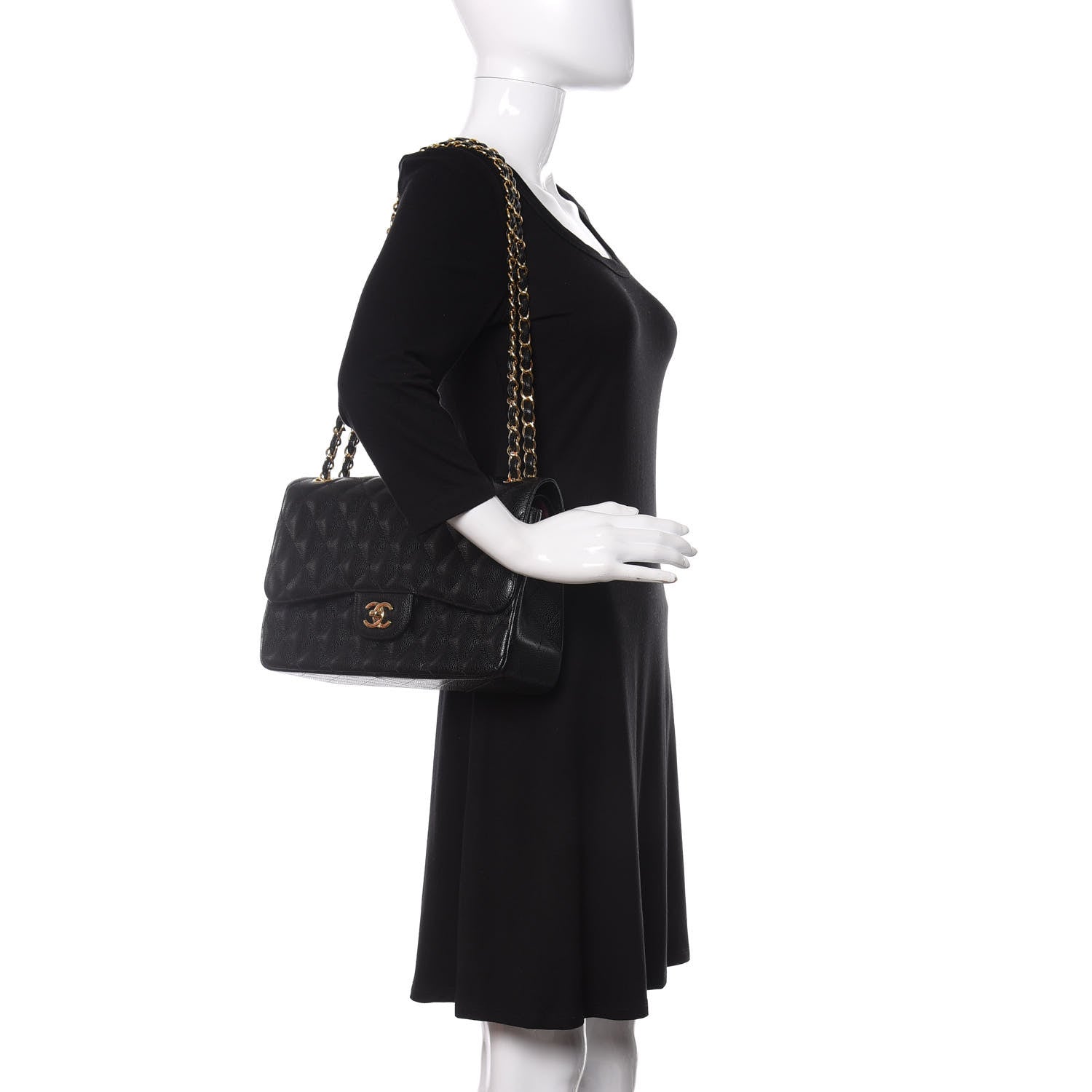 Chanel Caviar Quilted Jumbo Double Flap Black 2 of 10