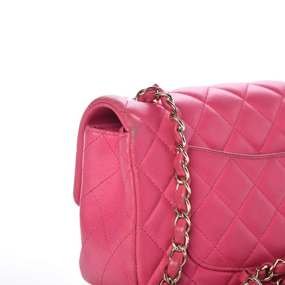 Chanel Lambskin Quilted Mini Rectangular Flap Dark Pink 20 of 21