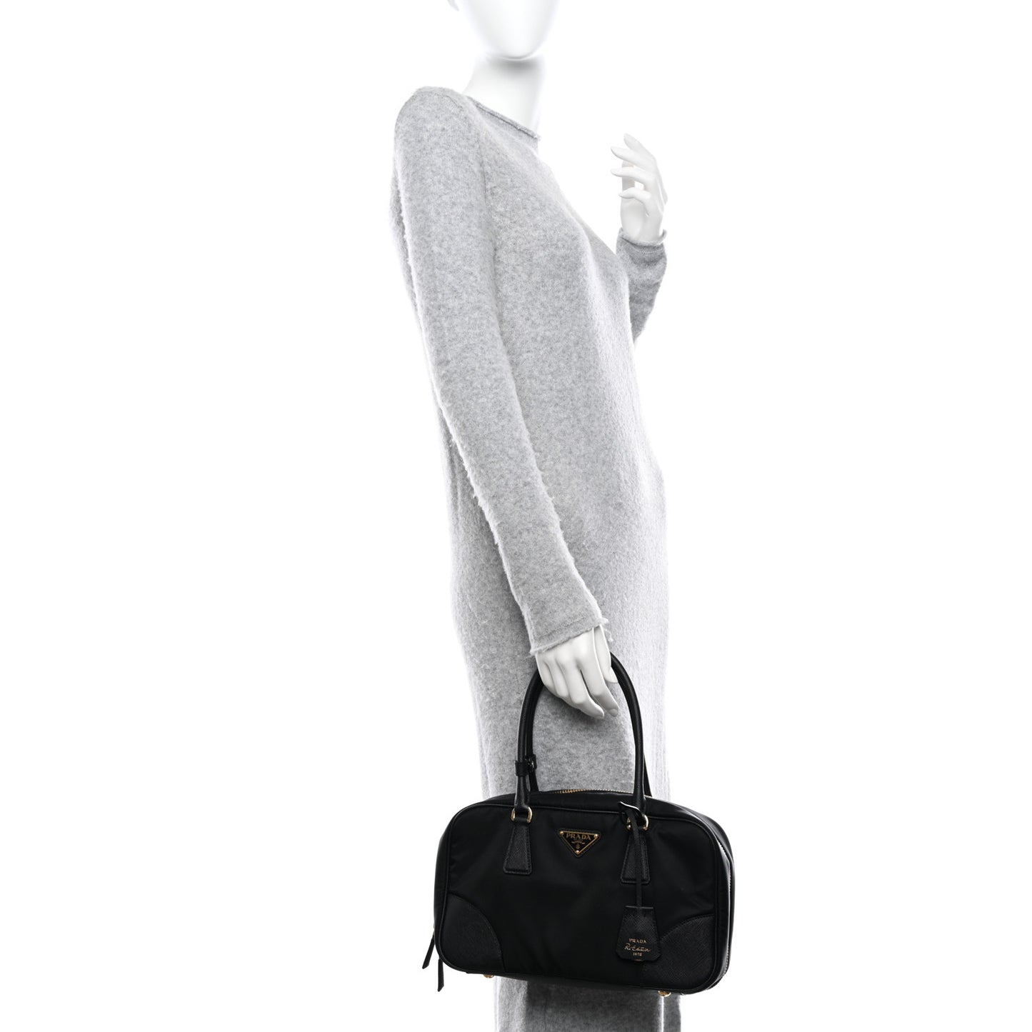 Re-Nylon Saffiano Large Re-Edition 1978 Two Handle Bag Black