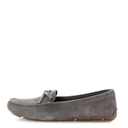 Prada Scamosciato Suede Bow Loafer 36 Ghiaia 1 of 10
