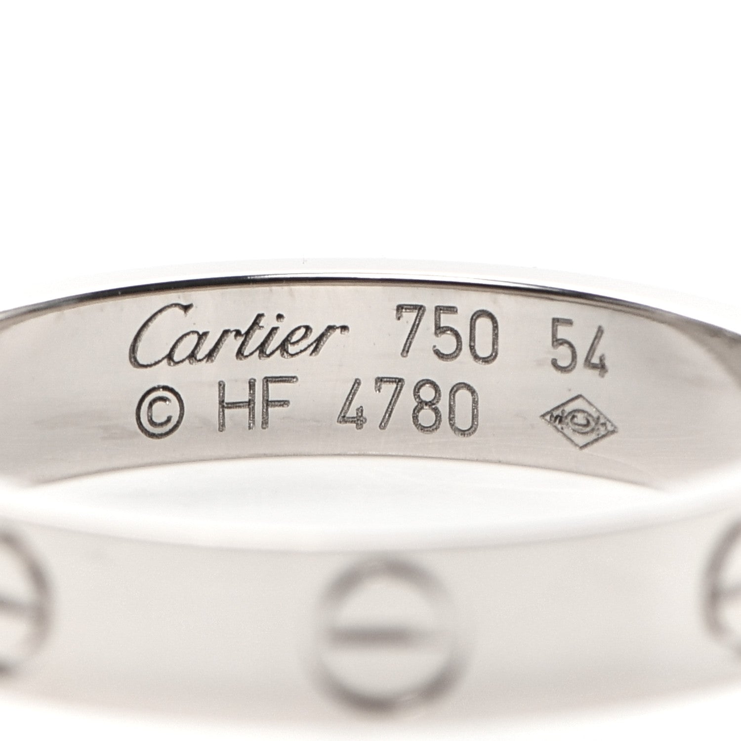 Cartier 18K White Gold 3.5mm LOVE Wedding Band Ring 54 6.75 4 of 6