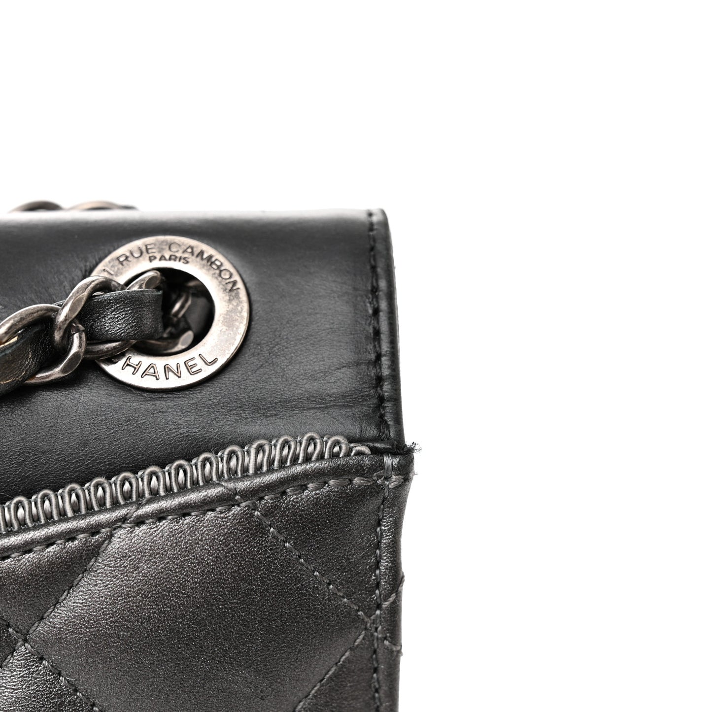 Metallic Calfskin Quilted Ballerine Flap Silver