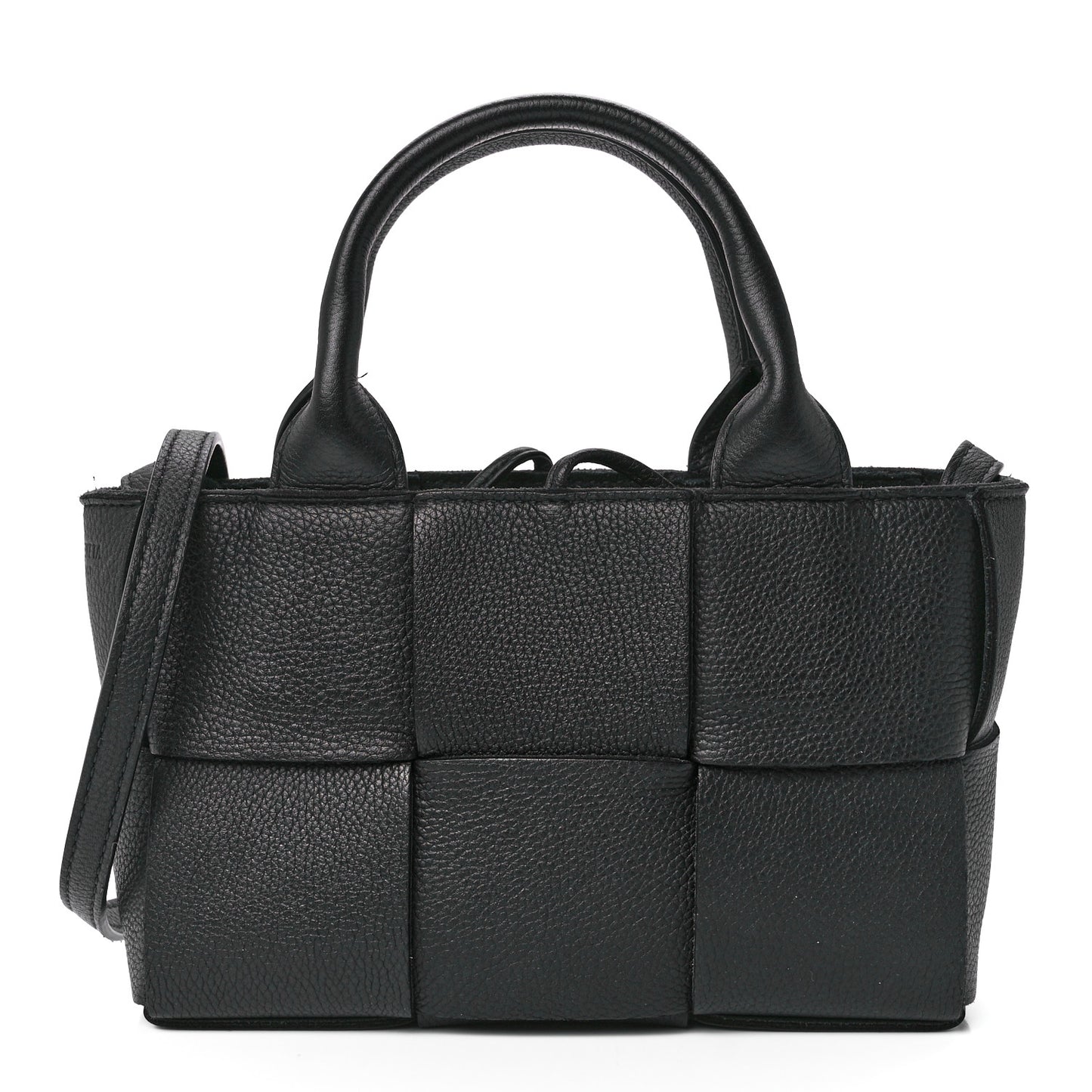 Grained Calfskin Maxi Intrecciato Mini Arco Tote Black