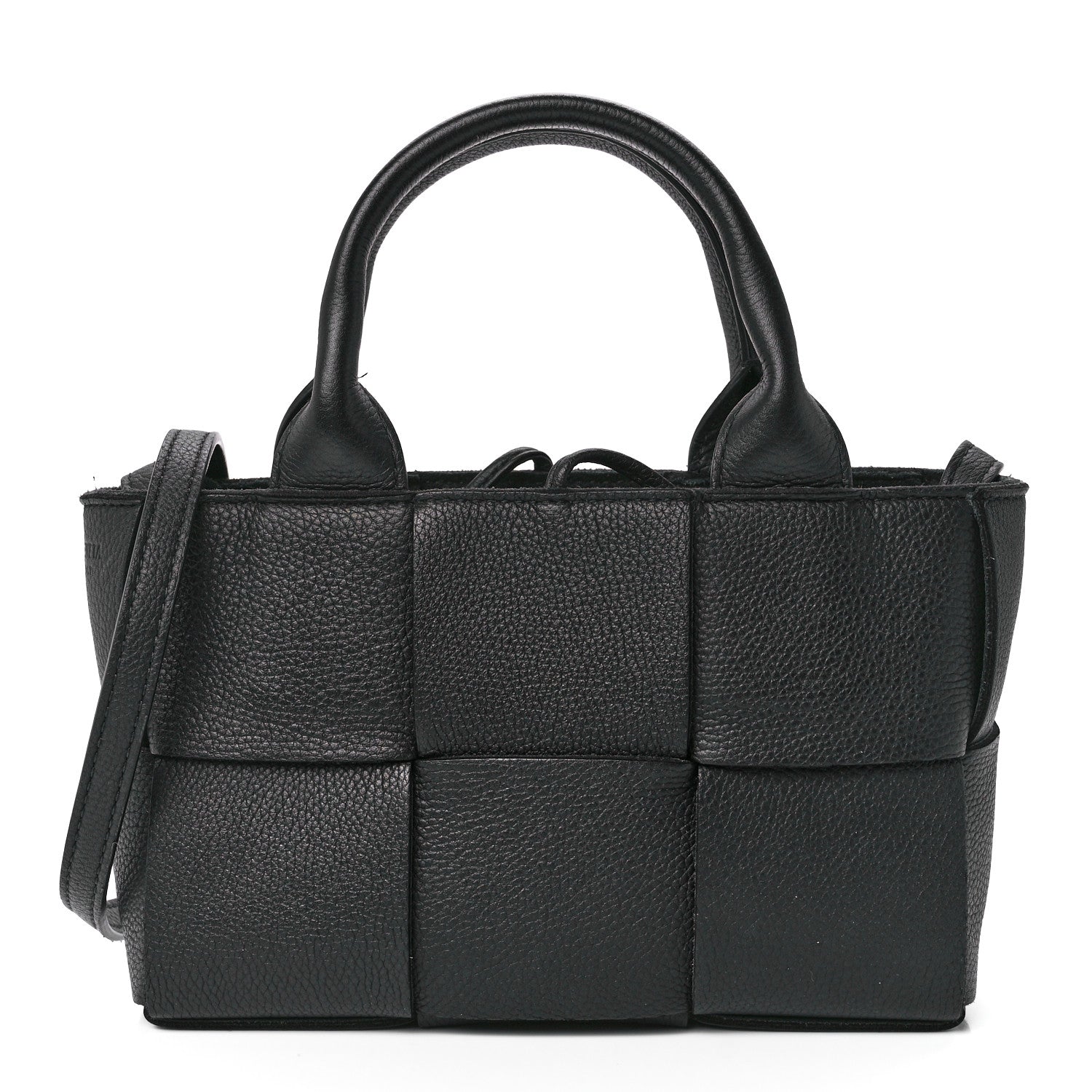 Bottega Veneta Grained Calfskin Maxi Intrecciato Mini Arco Tote Black 1 of 10
