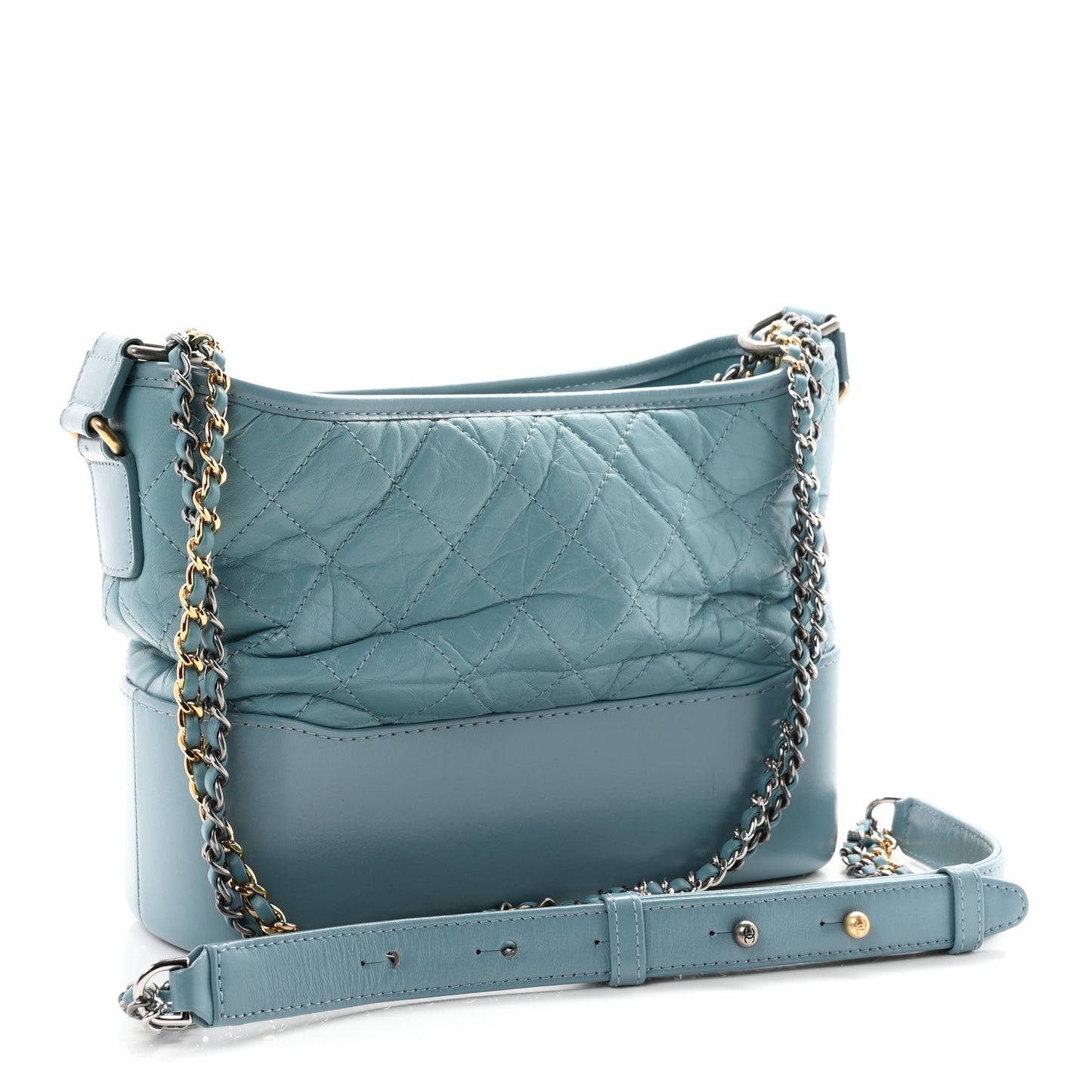 Aged Calfskin Quilted Medium Gabrielle Hobo Light Blue