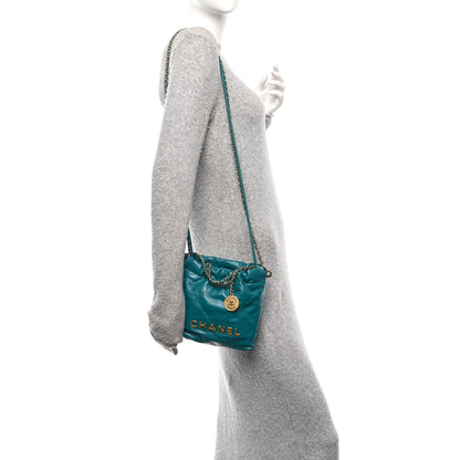 Chanel Shiny Calfskin Quilted Mini Chanel 22 Green 2 of 11