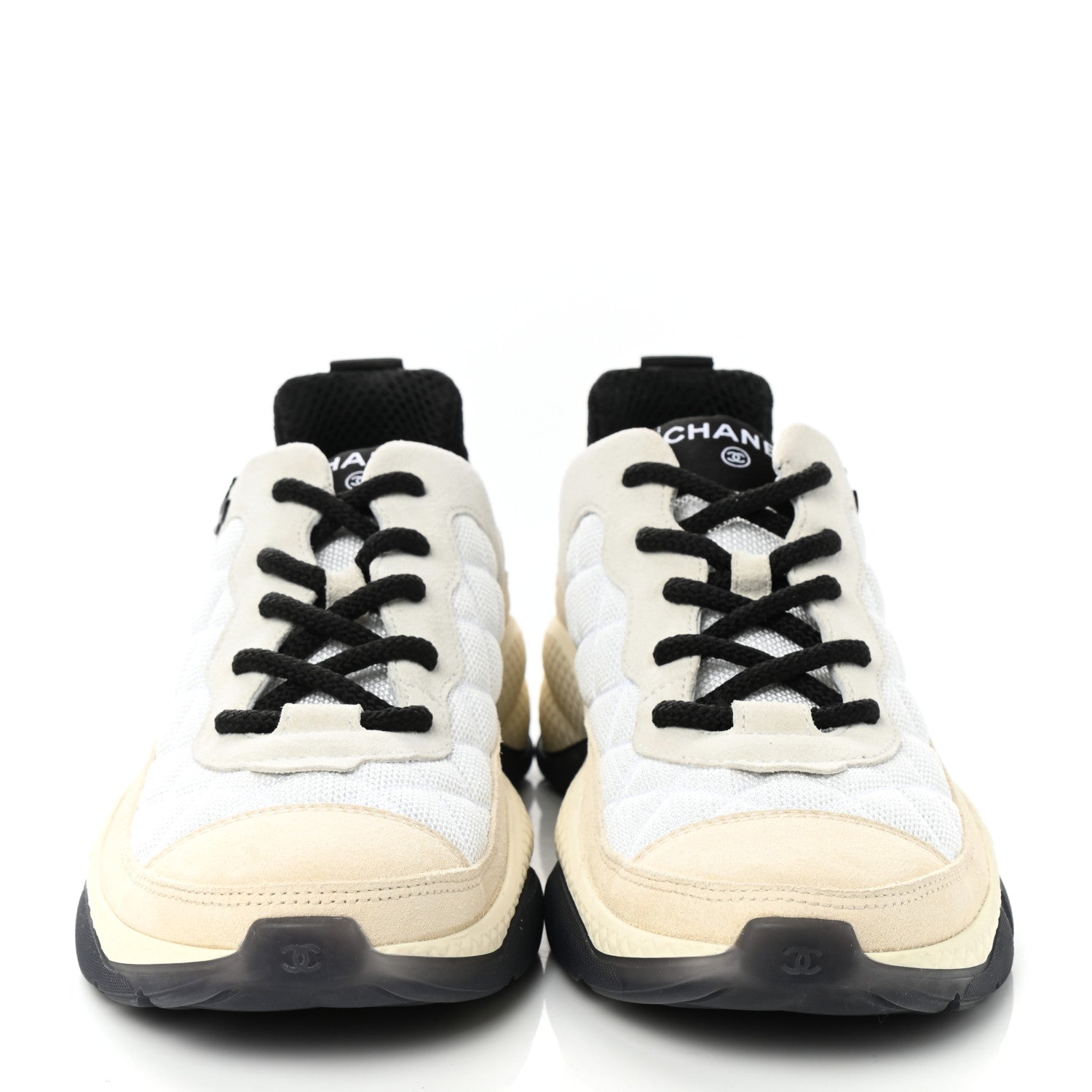 Chanel Mesh Suede Calfskin Quilted Sneakers 40.5 White Ivory 2 of 9