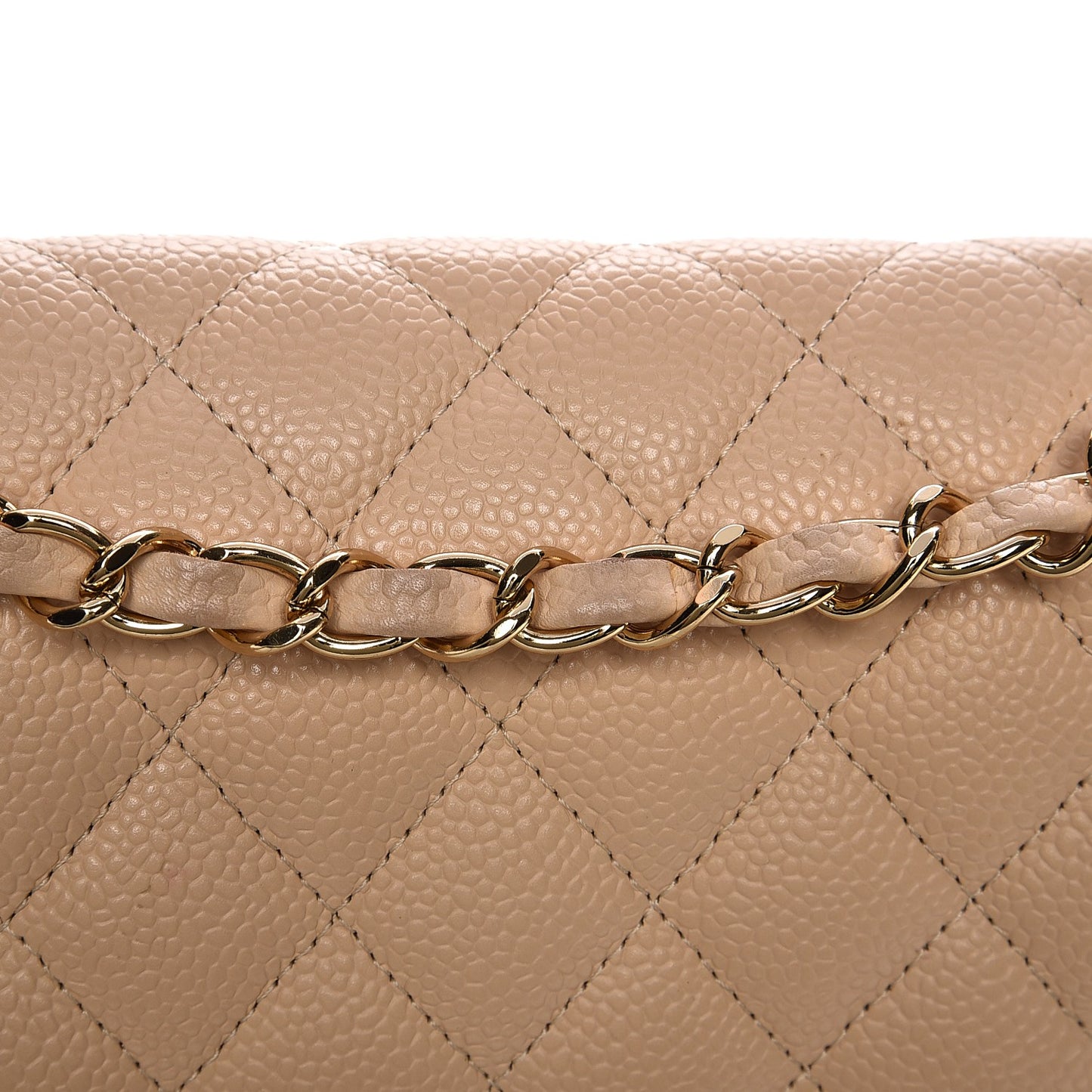 Caviar Quilted Medium Double Flap Beige Clair