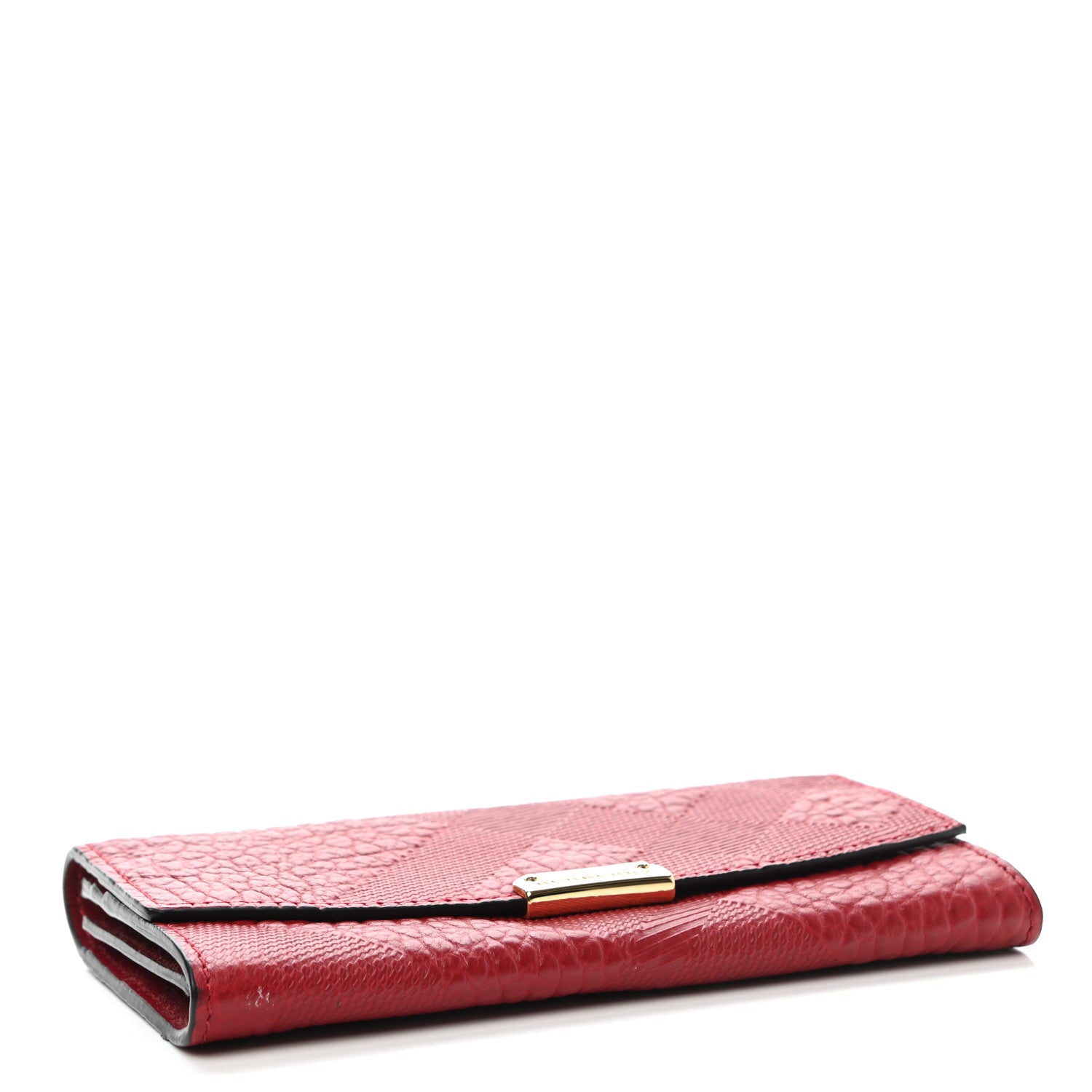 Burberry Signature Grain Calfskin Check Embossed Continental Wallet Military Red 4 of 11